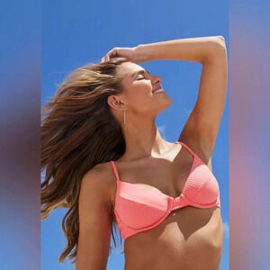 Lulus Nova Coral Ribbed Underwire Bikini Top NWT